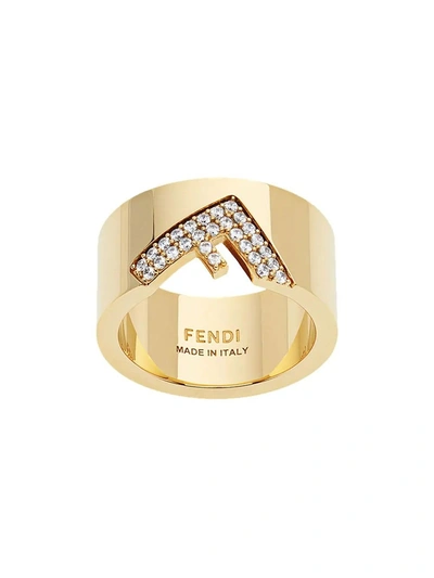 Shop Fendi F Crystal Ring In Gold