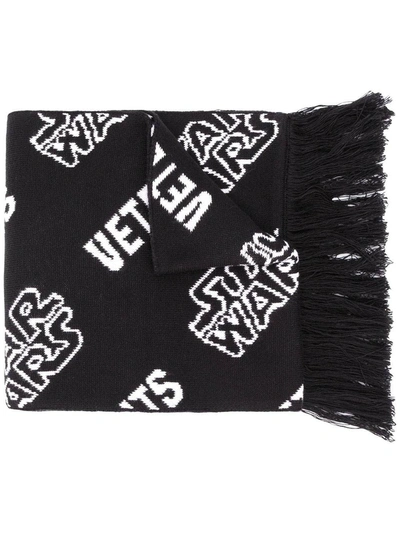 Shop Vetements X Star Wars Fringed Logo Scarf