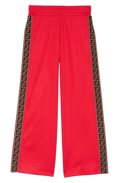 Shop Fendi Snap Track Pants In Red