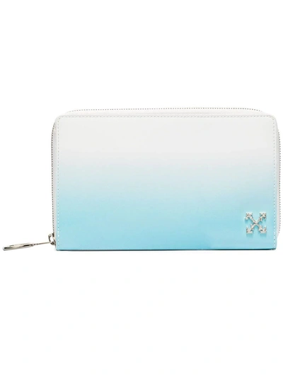 Shop Off-white Light Blue Gradient Zip Around Wallet Clutch