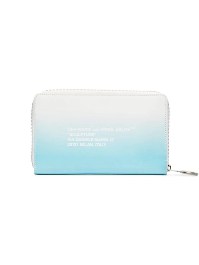 Shop Off-white Light Blue Gradient Zip Around Wallet Clutch