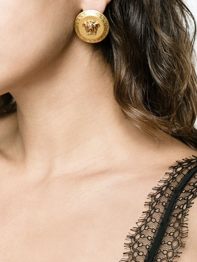 Shop Versace Gold-tone Medusa Stud Earrings