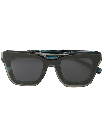 Shop Sacai Black And Blue Tortoiseshell Sunglasses