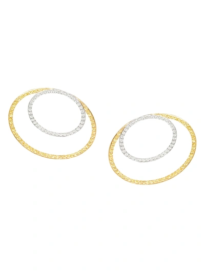 Shop Ralph Masri Modernist Sapphire And Diamond Earrings In Gold