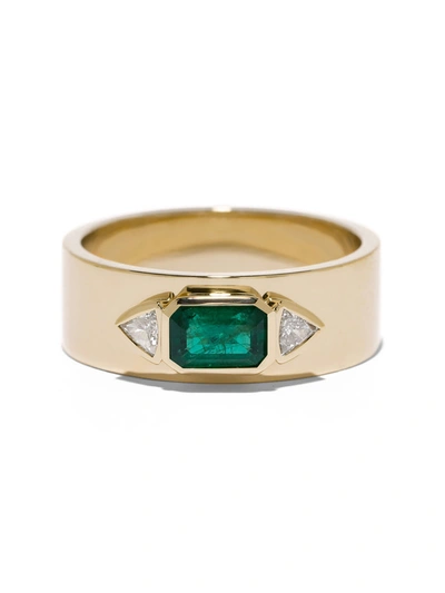 Shop Azlee Emerald Nesw Diamond Ring