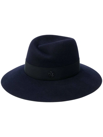 Shop Maison Michel Navy Virginie Fedora Hat In Blue