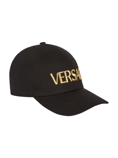 Shop Versace Black And Gold Tone Logo Cap