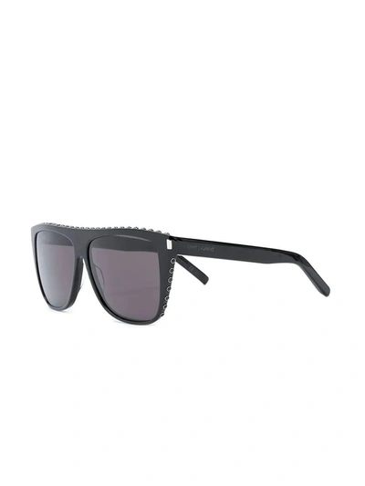 Shop Saint Laurent Black New Wave Sunglasses
