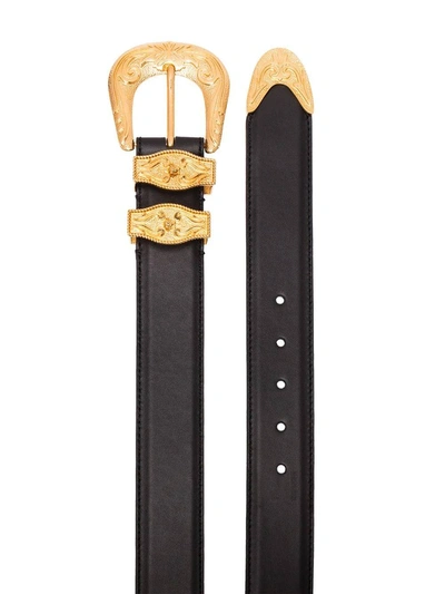 Shop Versace Black Leather Baroque Belt