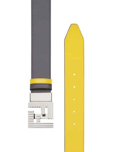 Shop Fendi Ff Reversible Belt In Yellow