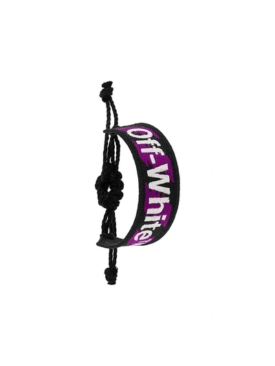 Shop Off-white Logo Macrame Bracelet Fuchsia In Purple