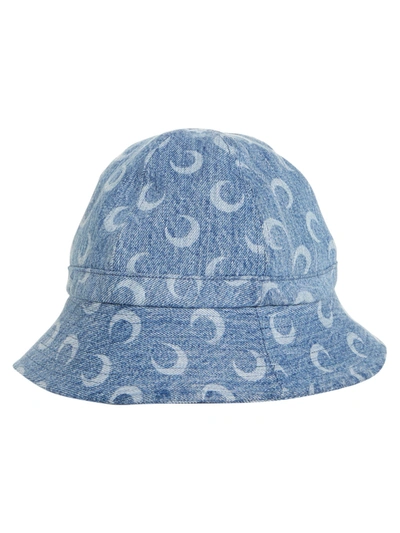 Shop Marine Serre Blue Denim Moon Logo Bob Hat