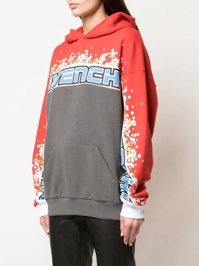 Shop Givenchy Floral Color-blocked Logo Hoodie In Multicolor