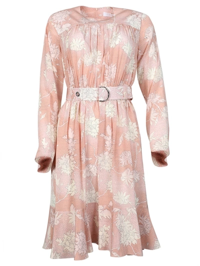 Shop Chloé Belted Floral Silk Dress