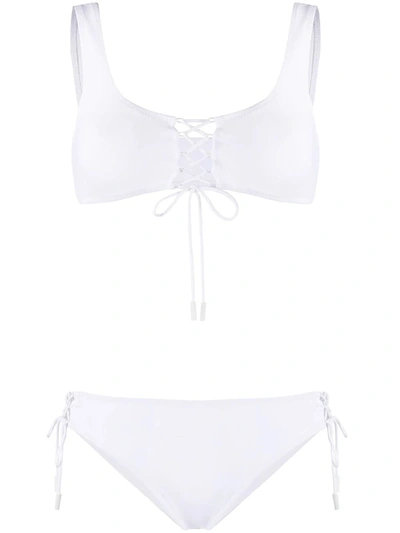 Shop Off-white White Arrow Logo Lace-up Bikini