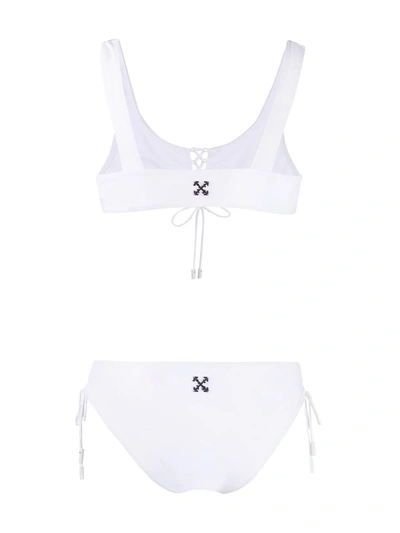 Shop Off-white White Arrow Logo Lace-up Bikini