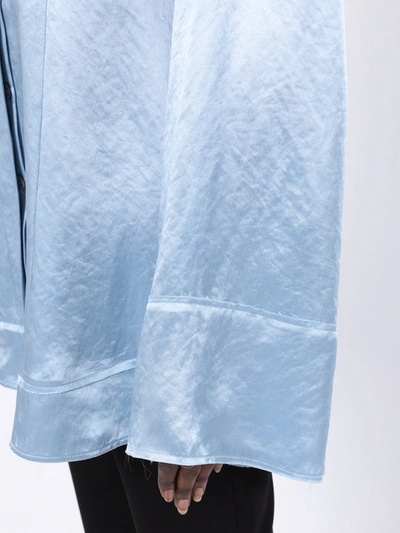 Shop Acne Studios Light Blue Button-down Satin Shirt