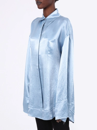 Shop Acne Studios Light Blue Button-down Satin Shirt