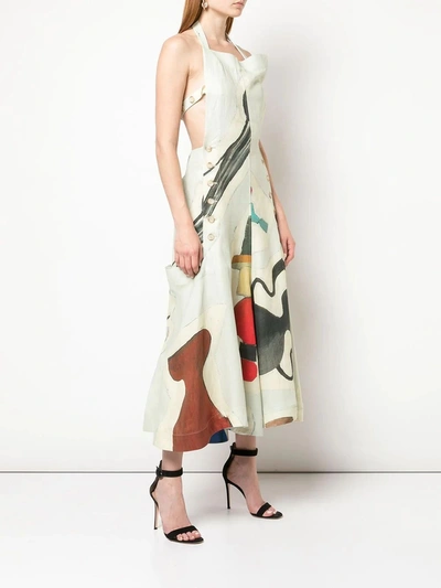 Jacquemus Button-accented Abstract-print Dress In Neutrals | ModeSens