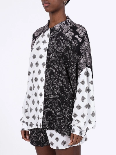 Shop Esteban Cortazar Voluminous Paisley Print Shirt In Black & White