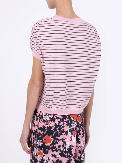 Shop Marni Pink And Black Striped Knit Top