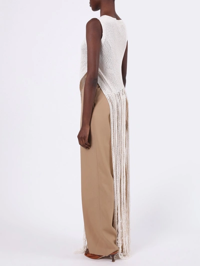 Shop Jil Sander Ivory Long Fringe Tank Top In White