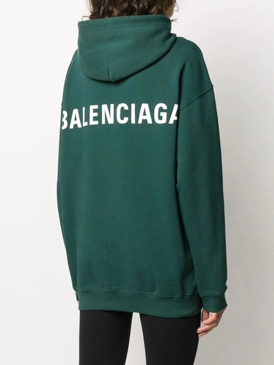 Shop Balenciaga Cypress Green Logo Hoodie