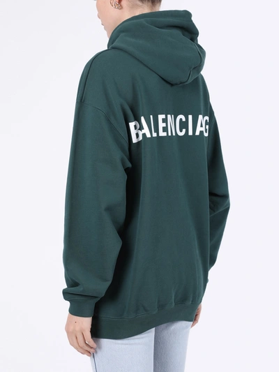 Shop Balenciaga Cypress Green Logo Hoodie