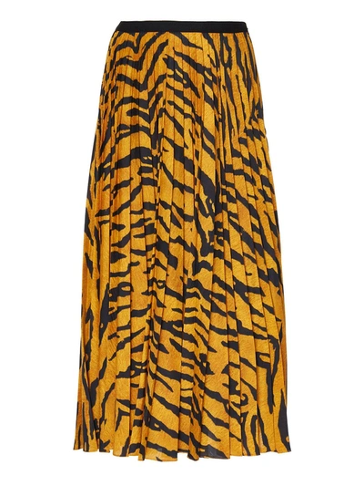 Shop Adam Lippes Tiger Stripe Midi Skirt In Multicolor