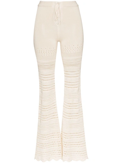 Shop Amiri Crochet Flare Pants In White