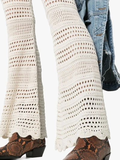 Shop Amiri Crochet Flare Pants In White