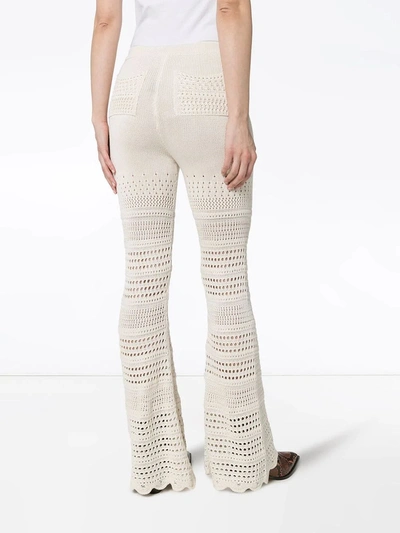 Shop Amiri Crochet Flare Pants In White