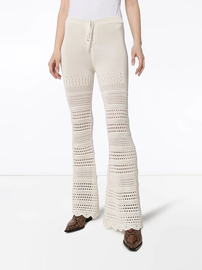 Shop Amiri Crochet Flare Pants In White