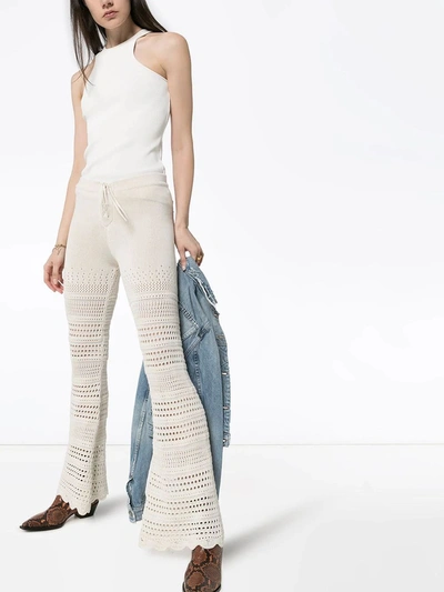 Shop Amiri Crochet Flare Pants In White