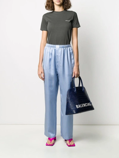 Shop Balenciaga Blue Striped Pajama Pants