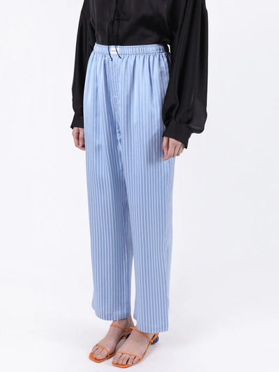 Shop Balenciaga Blue Striped Pajama Pants