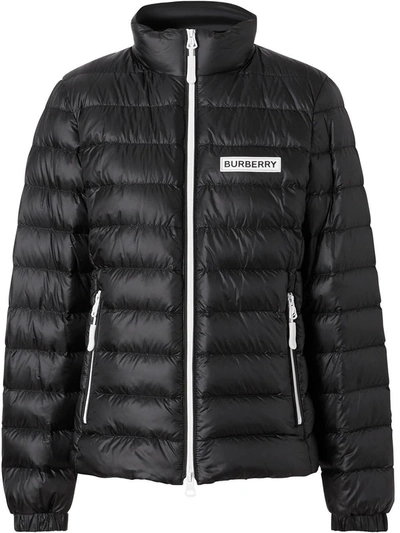 Shop Burberry Lightweight Logo Detail Puffer Jacket In Black