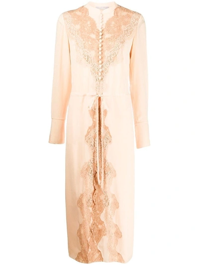 Shop Chloé Silk Lace Panel Mid-length Dress