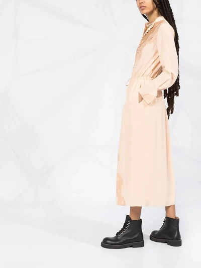 Shop Chloé Silk Lace Panel Mid-length Dress