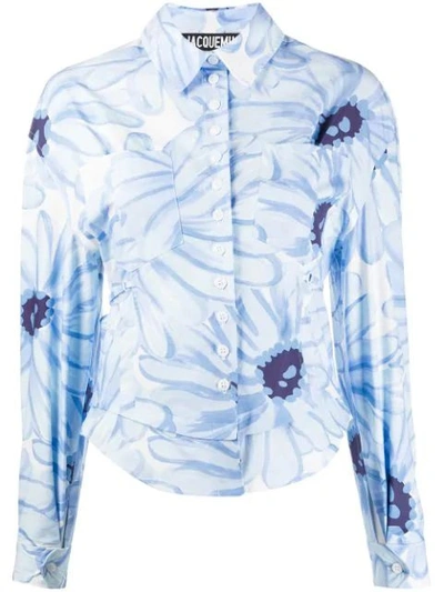 Shop Jacquemus Blue Floral Print Blouse