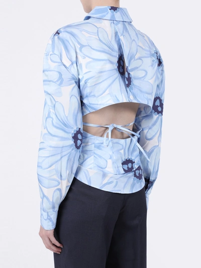 Shop Jacquemus Blue Floral Print Blouse