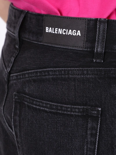 Shop Balenciaga Cropped Denim Pants Black