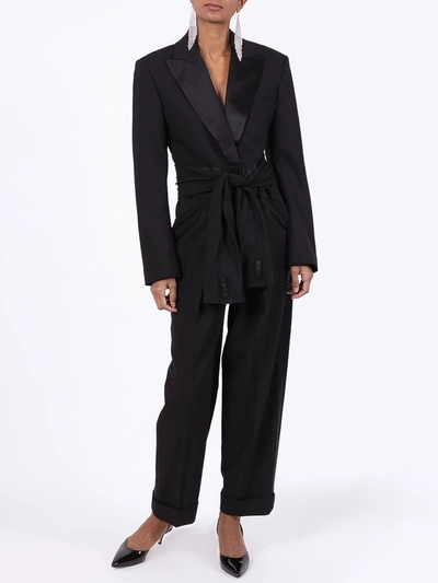 Shop Alexander Wang Black Tie Waist Tuxedo Jumpsuit