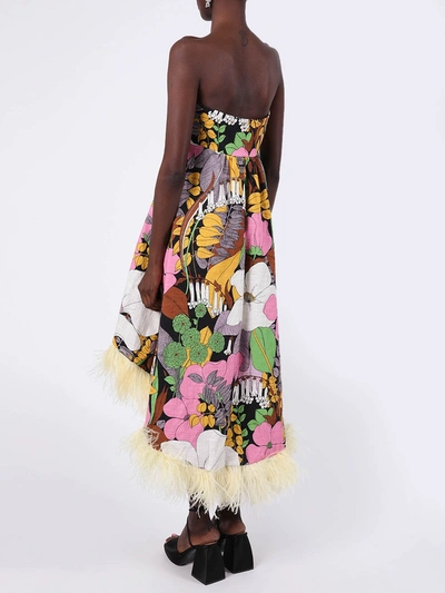 Shop La Doublej Multicolored Floral Feather Midi Dress