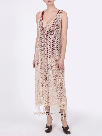 Shop Jil Sander Pompom-hem Crochet Dress