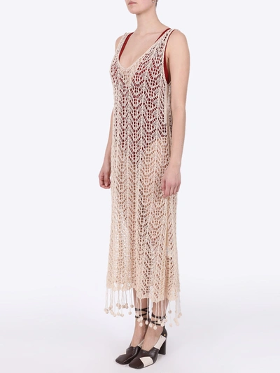 Shop Jil Sander Pompom-hem Crochet Dress