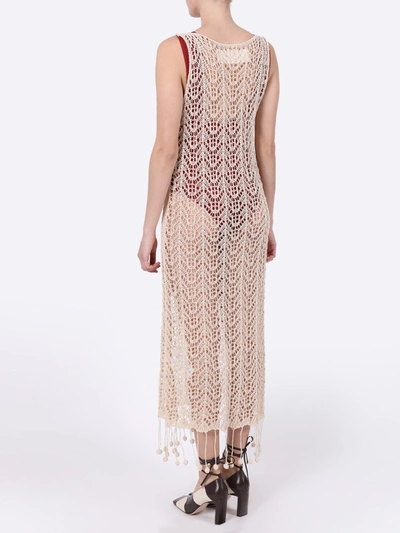 Shop Jil Sander Pompom-hem Crochet Dress