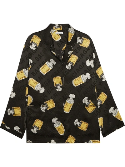 Shop Balenciaga Silk Perfume Bottle Pajama Shirt