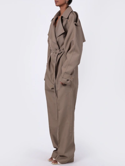 Shop Bottega Veneta Belted Trench Jumpsuit In Neutral