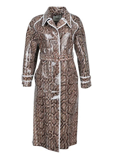 Shop Fendi Patent Python Trench Coat